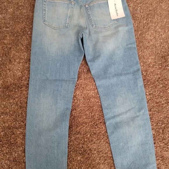 Acne Studio Light Blue Straight Leg Jeans with Subtle Fading | Size 28 X 32 - Picture 14 of 15